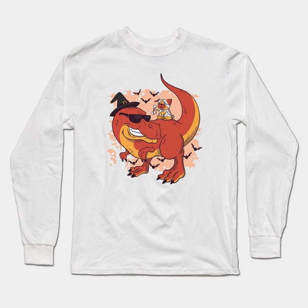 Pug and Dino Halloween Long Sleeve T-Shirt by madeinchorley